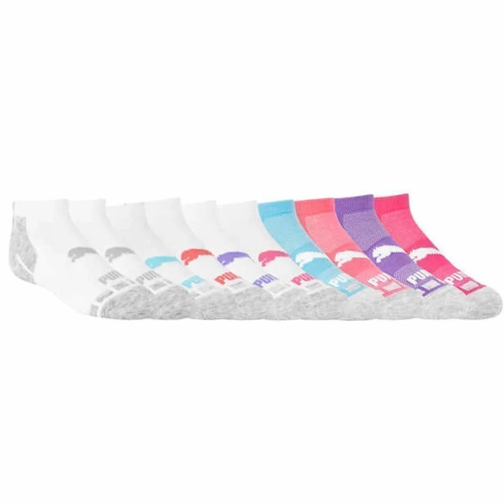 NWT - Girls Puma Youth No Show Socks, 10-pair - Size M- Fits shoe size 9 - 3.5